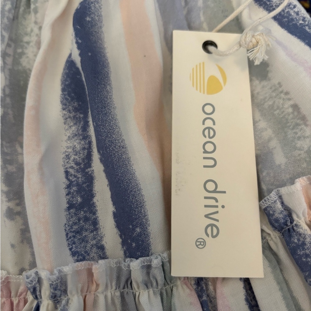 Ocean Drive Multicolor Stripe Ruffled Tiered Look Mini Skirt Size Small NWT - Picture 4 of 9